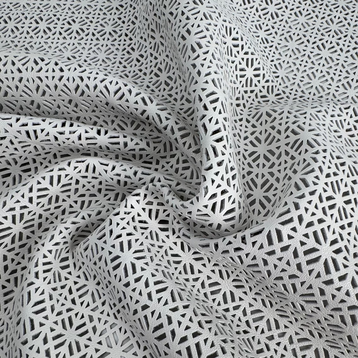 White Geometric Perforated Lamb Leather | SALE