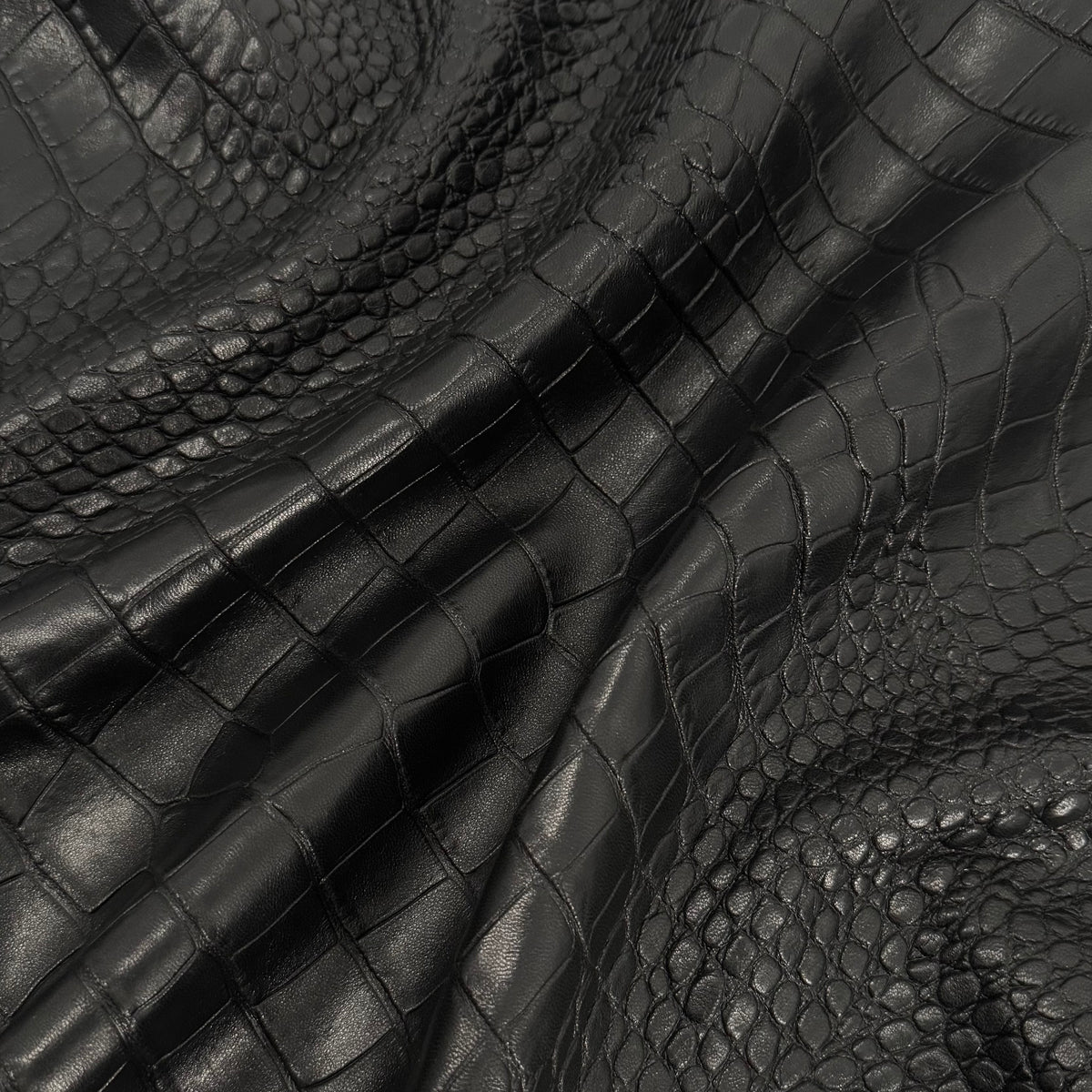 French Veg-Tan Crocodile Embossed Lamb Leather