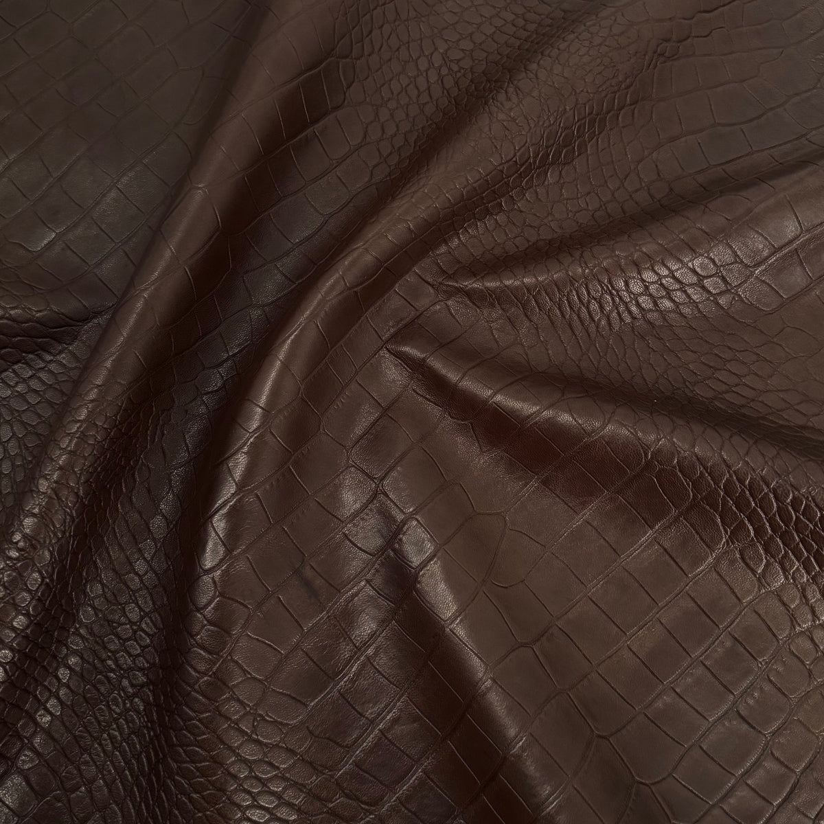 French Veg-Tan Crocodile Embossed Lamb Leather