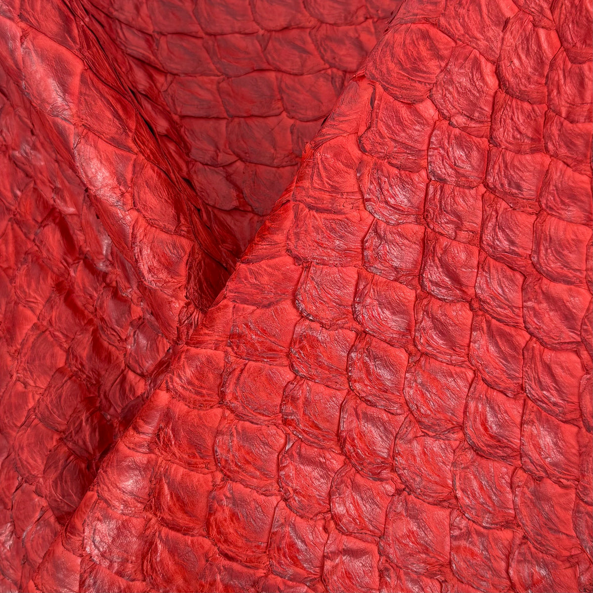 Poppy Red Pirarucu Fish Leather