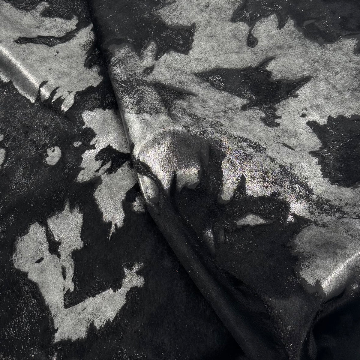 Silver Metallic Rust Hair-on Acid-Wash Baby Calf