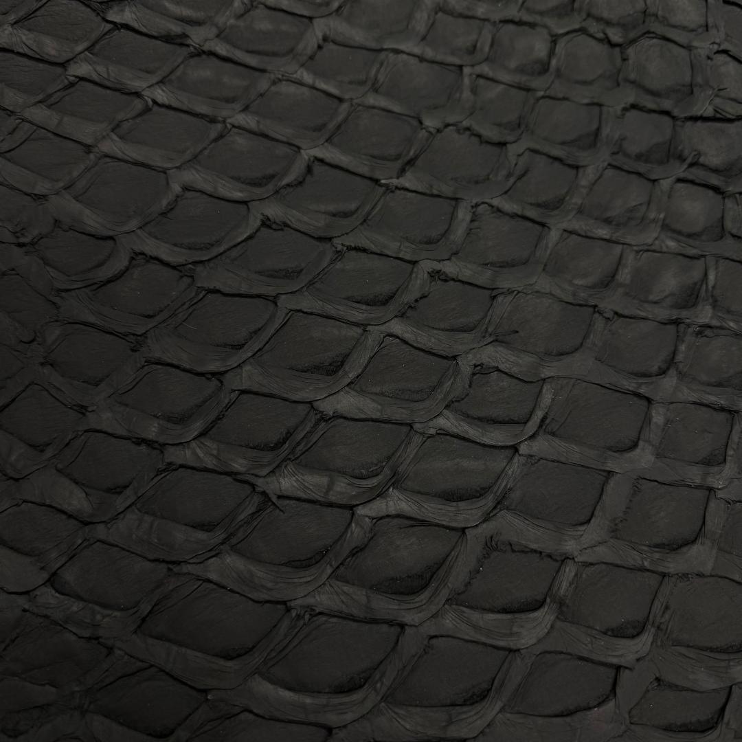 Black Matte Inverted Pirarucu Fish Scale Leather | LAST SKIN!!!