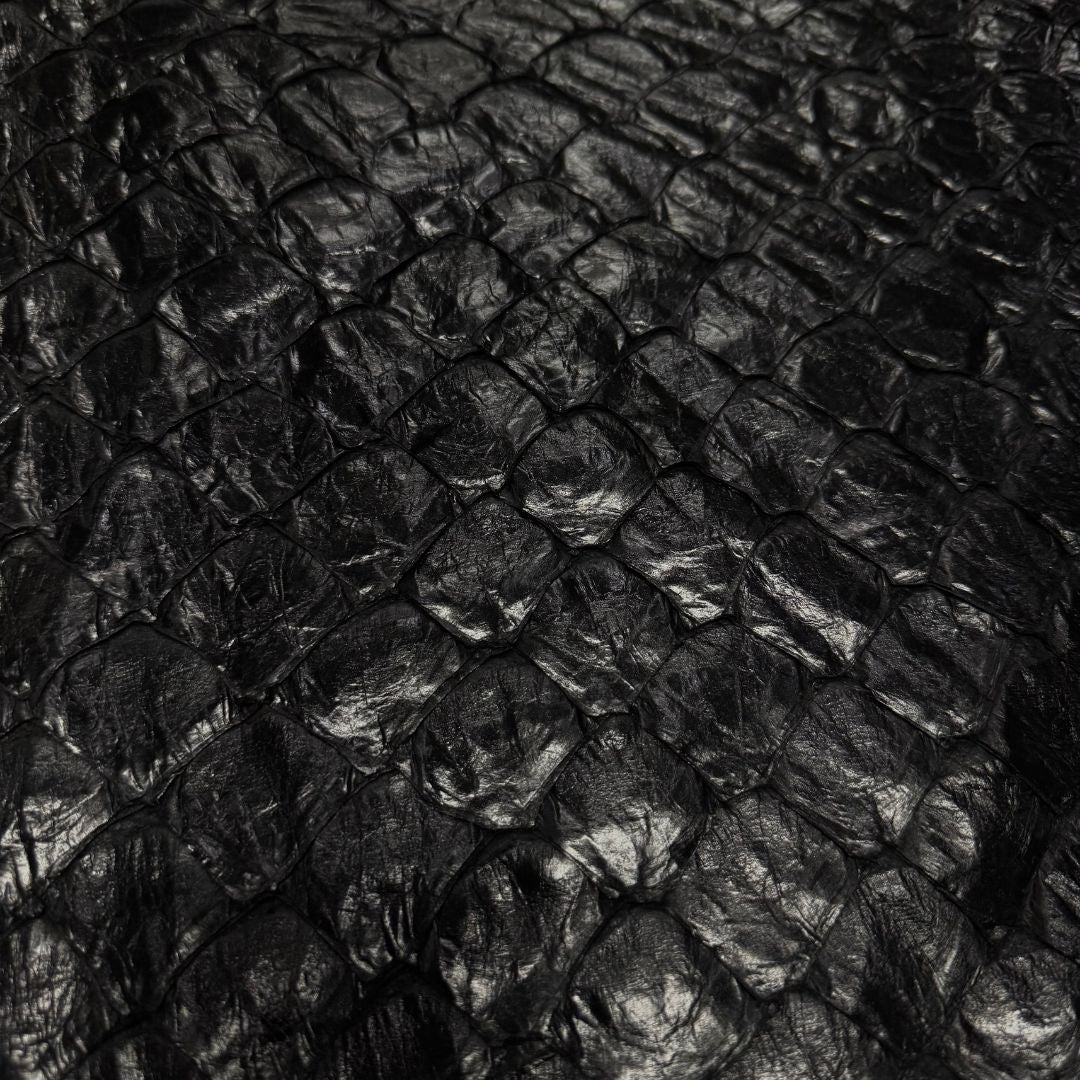 Pirarucu Fish Scale Leather | Black Shiny