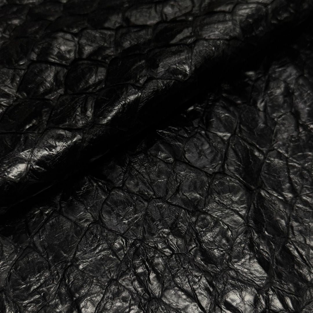 Pirarucu Fish Scale Leather | Black Shiny