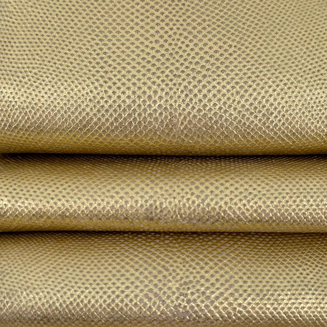 Genuine Metallic Karung Snake Skin  | Champagne