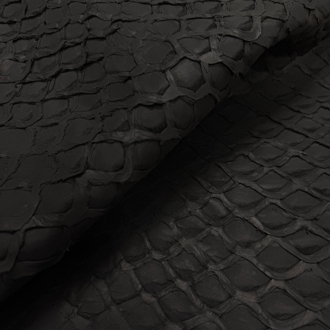 Black Matte Inverted Pirarucu Fish Scale Leather | LAST SKIN!!!