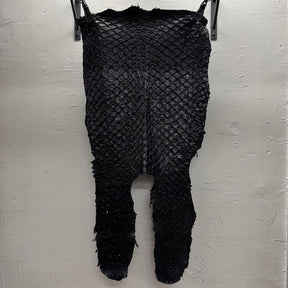 Inverted Pirarucu Fish Scale Leather | Black Suspended Shine