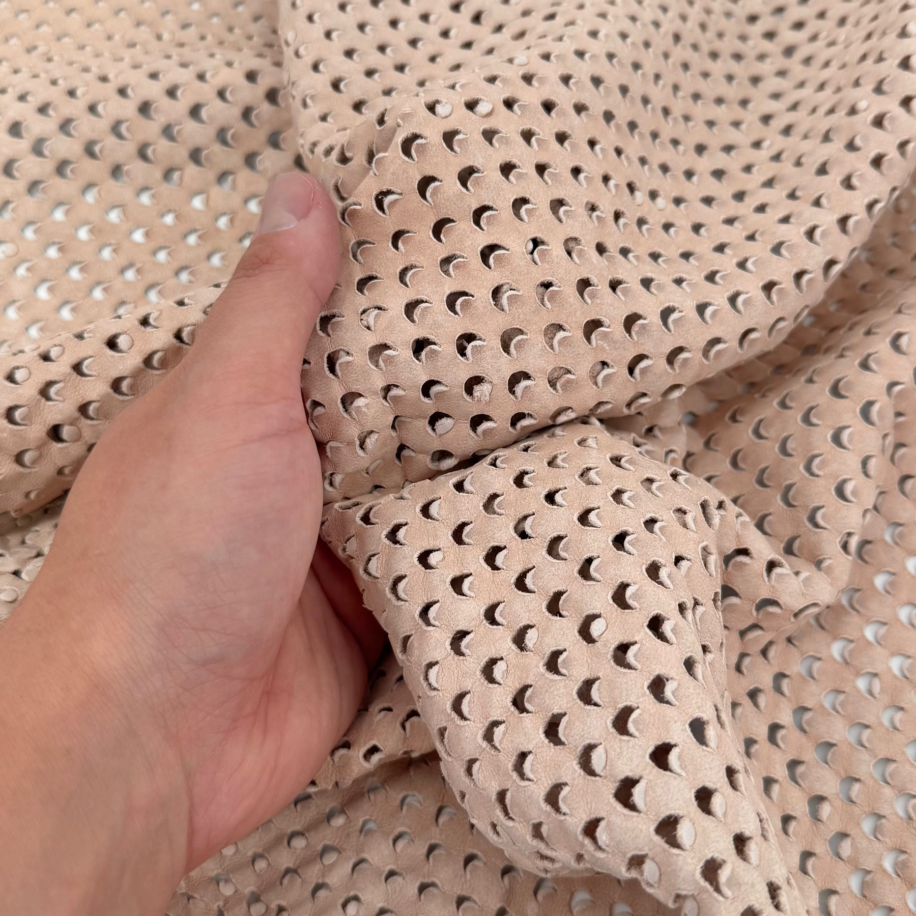 Eyelet Perforated Lamb | Light Blush