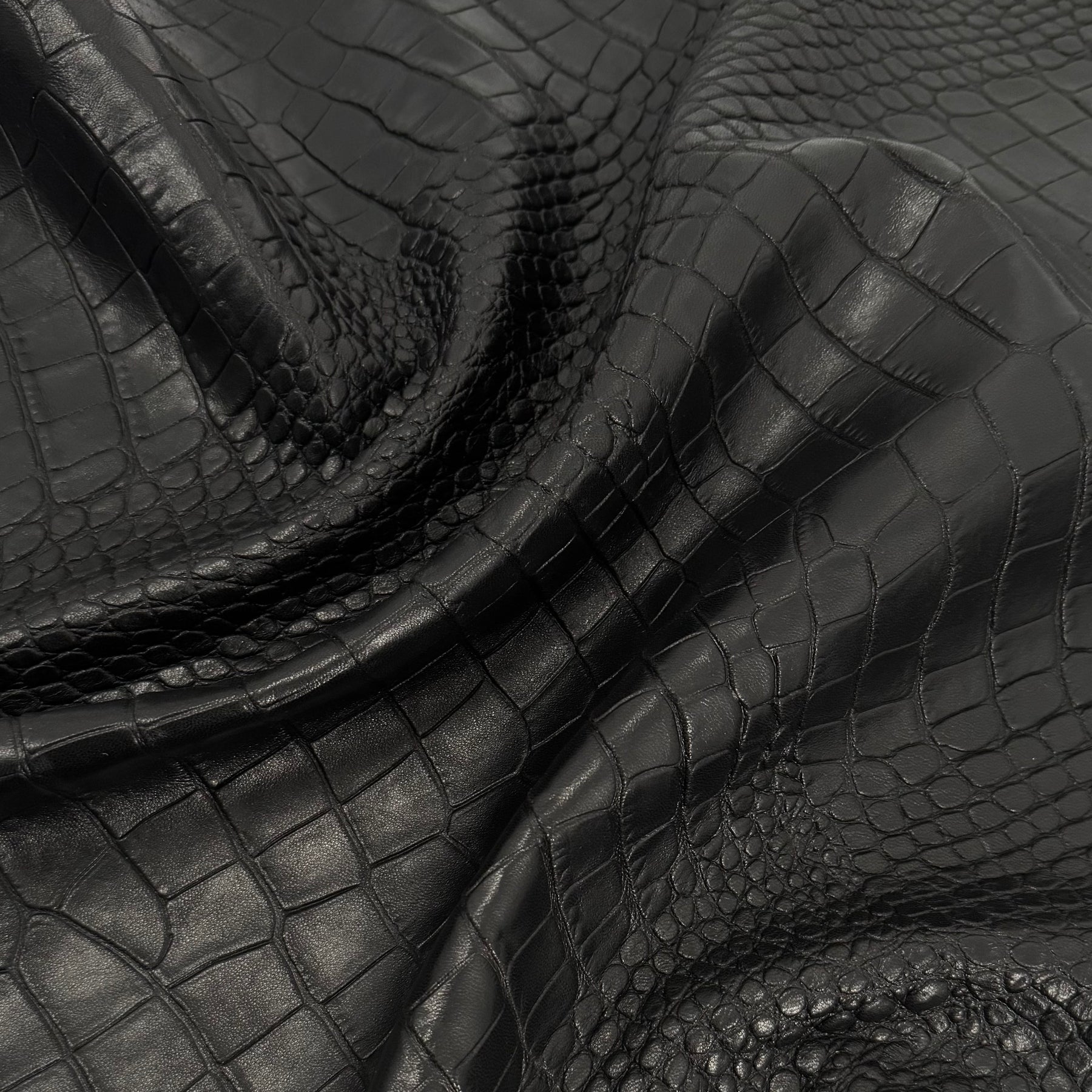Italian Veg-Tan Crocodile Embossed Lamb Leather