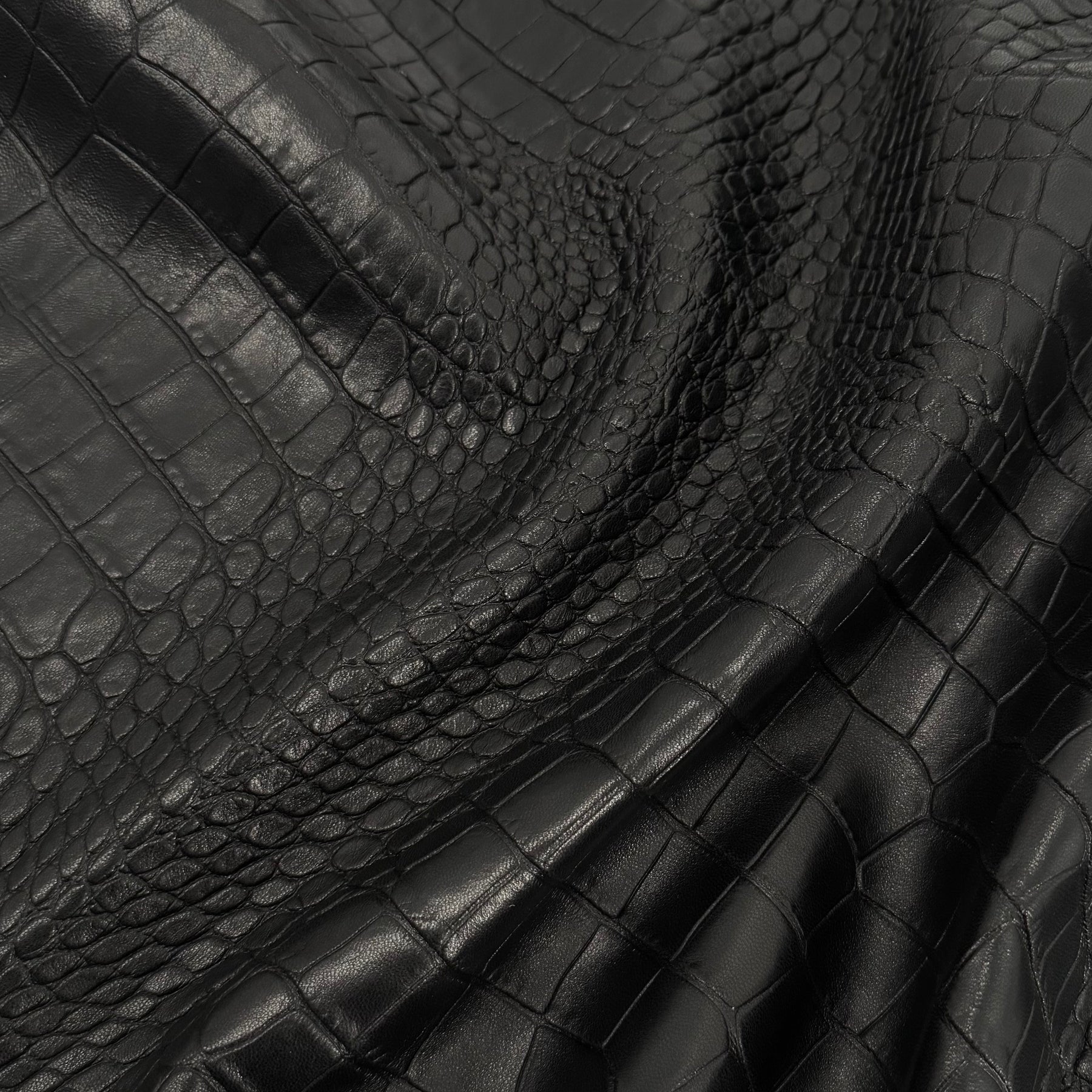 Italian Veg-Tan Crocodile Embossed Lamb Leather