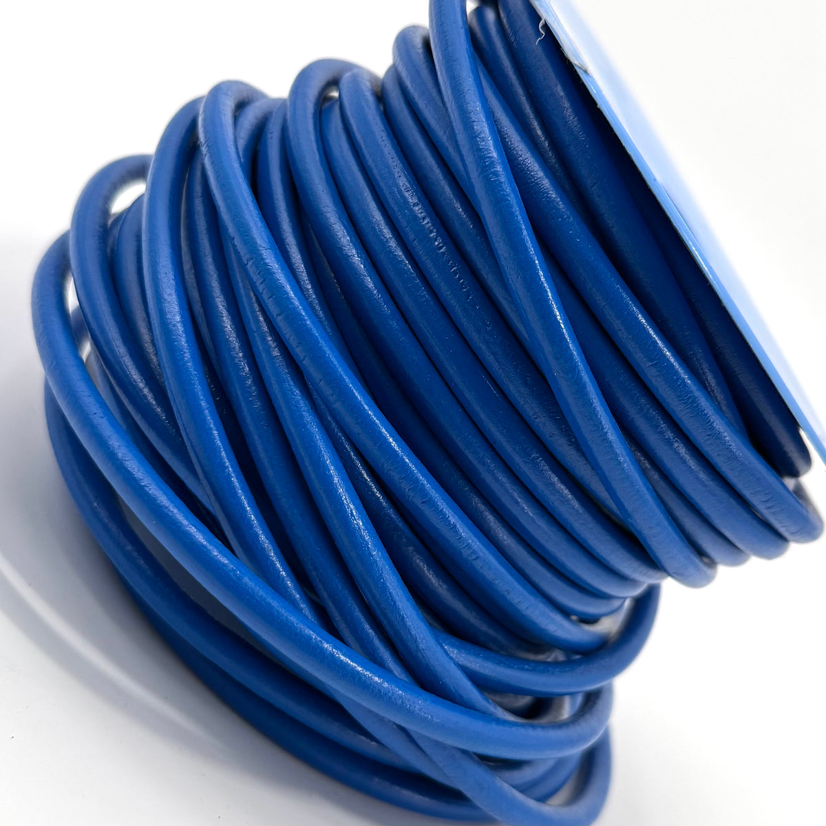 6mm Electric Blue Round Leather Cord | 25 meters