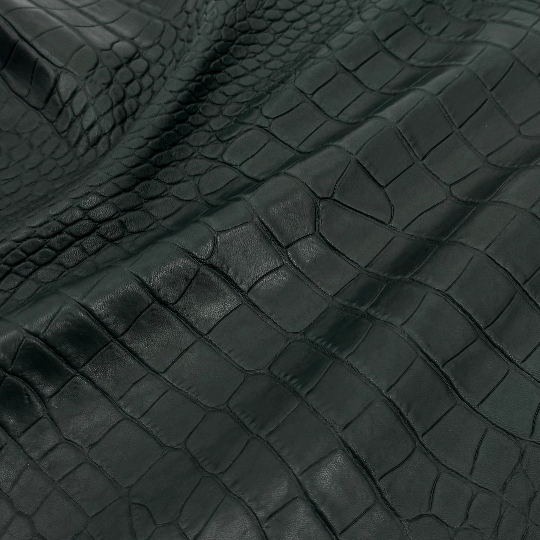 French Veg-Tan Crocodile Embossed Lamb Leather