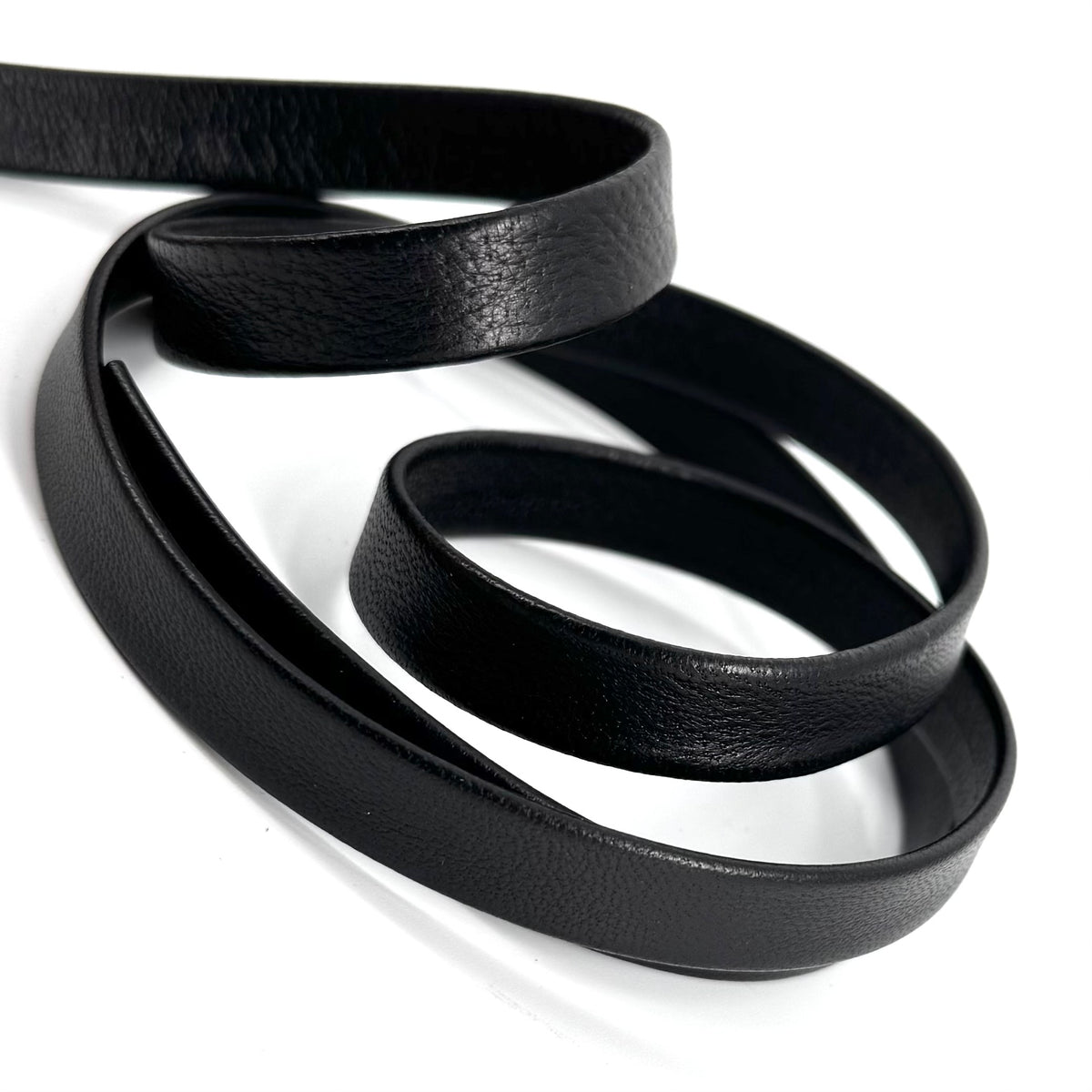1/2 Inch Double Fold Black Nappa Lamb Trim