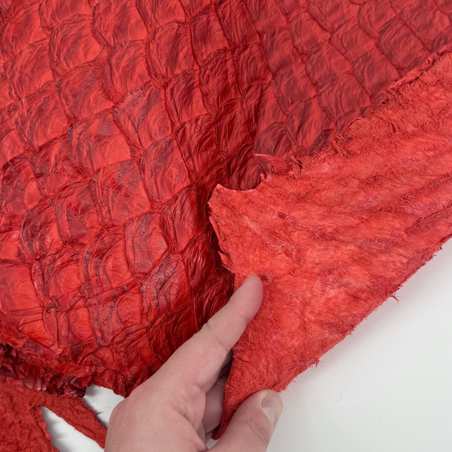 Poppy Red Pirarucu Fish Leather