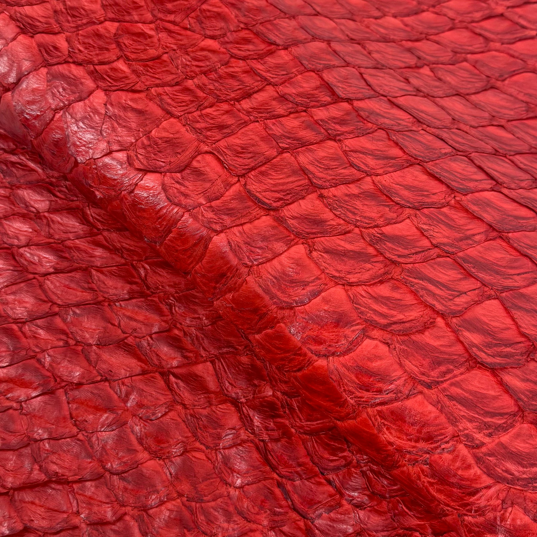 Poppy Red Pirarucu Fish Leather