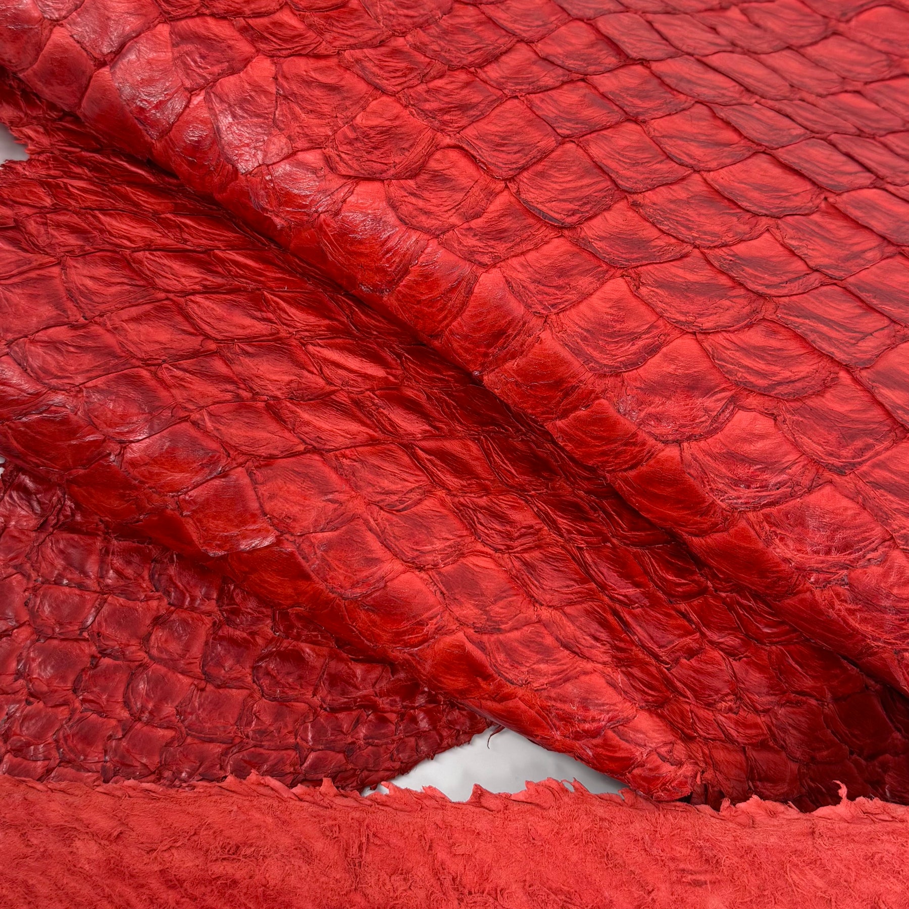 Poppy Red Pirarucu Fish Leather