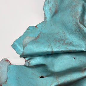 Midas Teal/Rust Distressed Metallic Cow