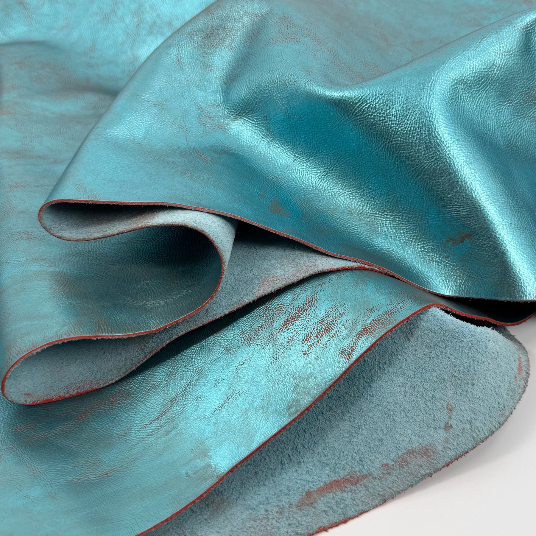 Midas Teal/Rust Distressed Metallic Cow