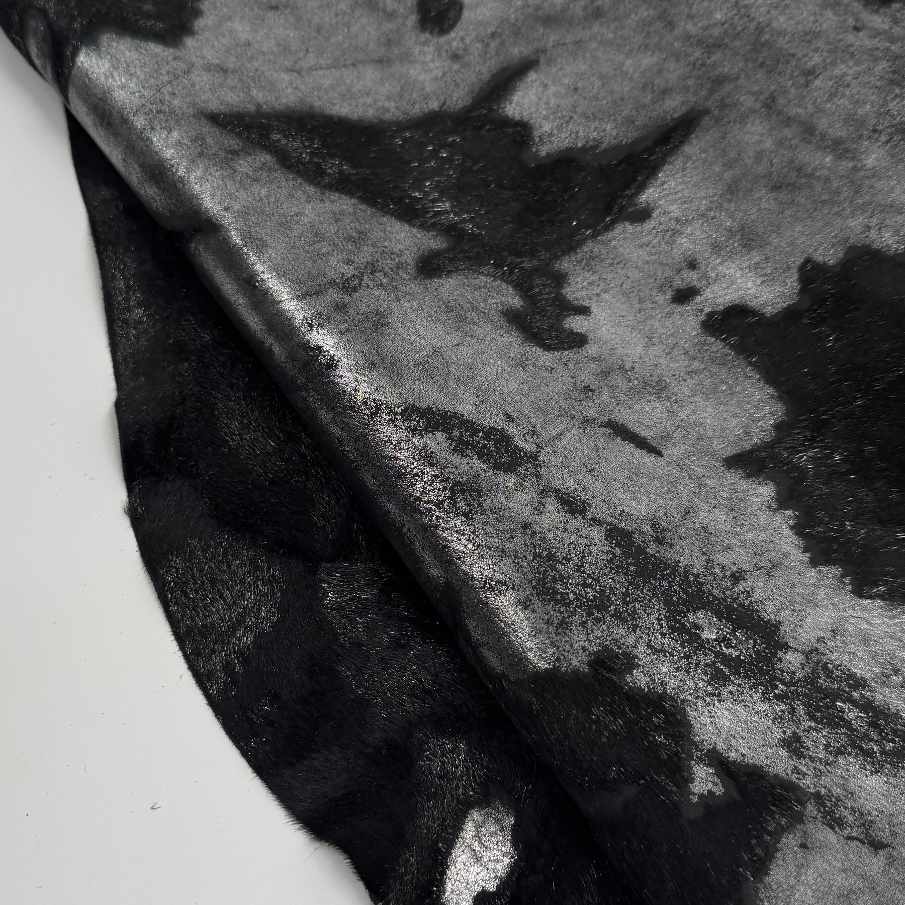 Silver Metallic Rust Hair-on Acid-Wash Baby Calf