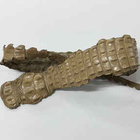 Premium genuine crocodile backstrap leather in onyx, featuring bold natural ridges and deep texture.