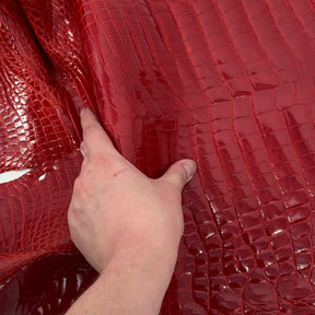 Glazed American Alligator in Crimson Red/Orange | 41 cm