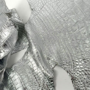 Wild American Alligator Metallic Silver Foil 50 cm