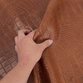 Italian Veg-Tan Crocodile Embossed Lamb Leather