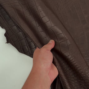 Italian Veg-Tan Crocodile Embossed Lamb Leather