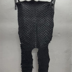 Inverted Pirarucu Fish Scale Leather | Black Suspended Shine