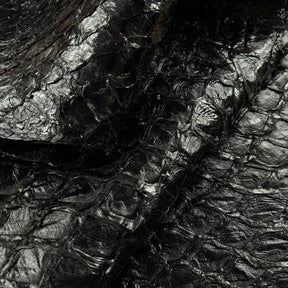 Inverted Pirarucu Fish Scale Leather | Black Suspended Shine