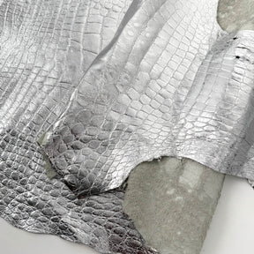 Wild American Alligator Metallic Silver Foil 50 cm