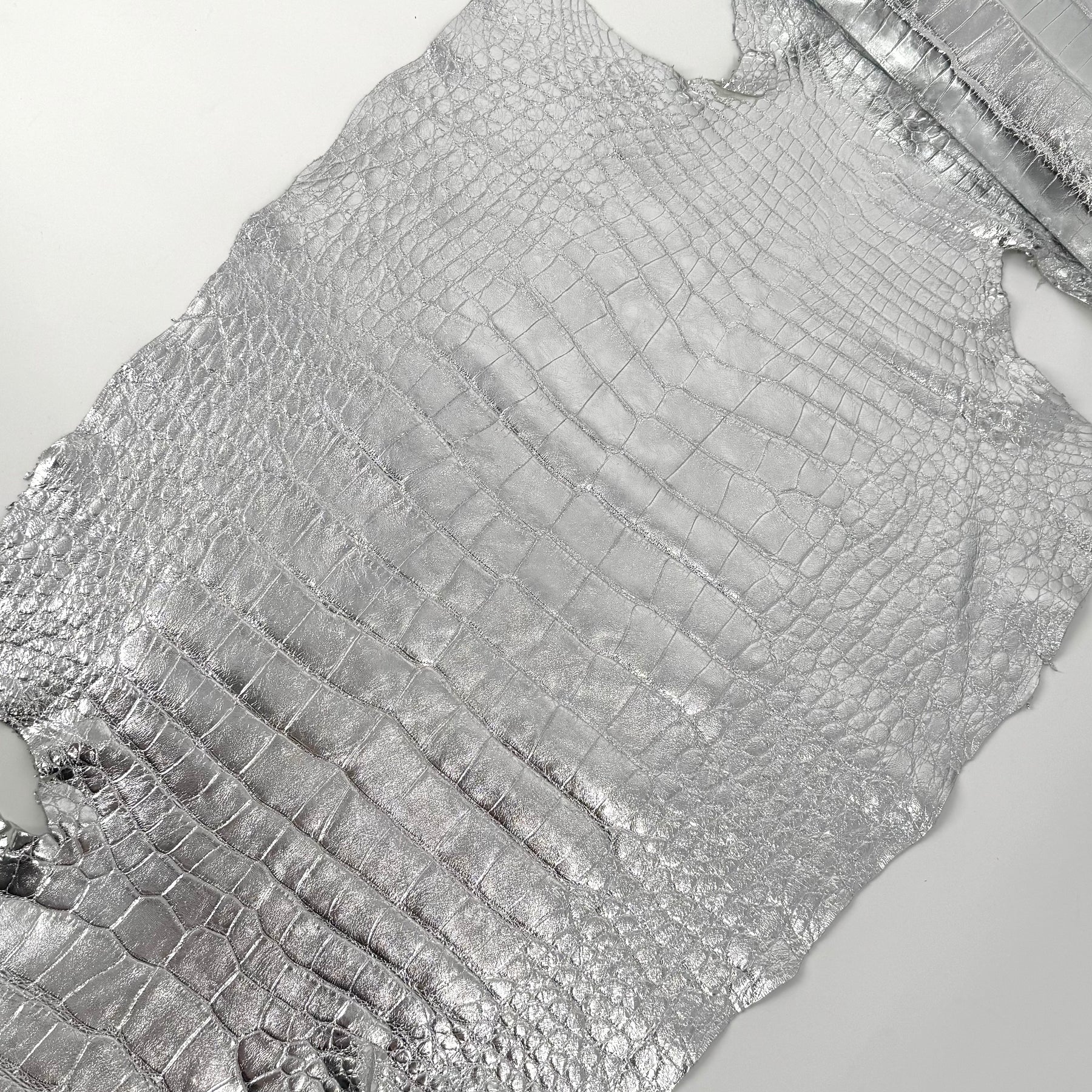 Wild American Alligator Metallic Silver Foil 50 cm