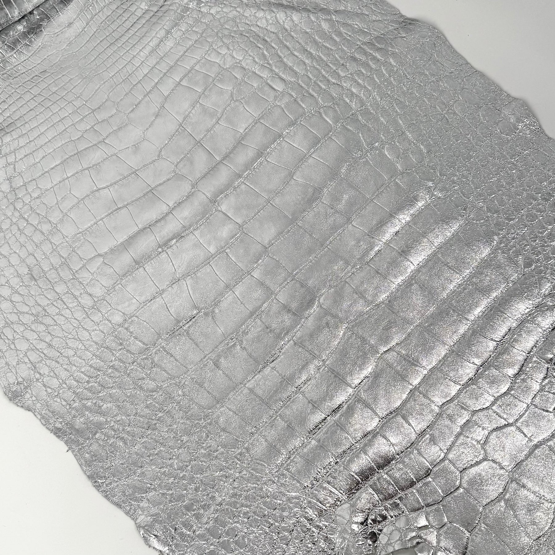 Wild American Alligator Metallic Silver Foil 50 cm