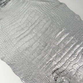 Wild American Alligator Metallic Silver Foil 50 cm