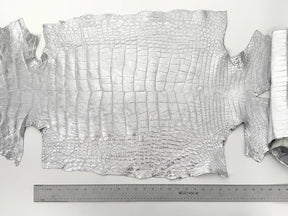 Wild American Alligator Metallic Silver Foil 50 cm